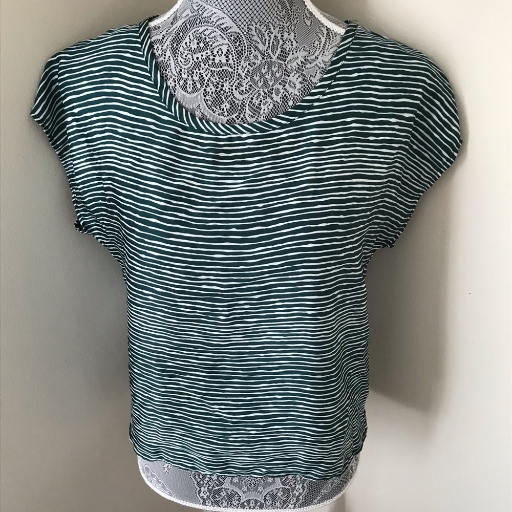 Rumors Womens Green Stripe Crop Top Size M